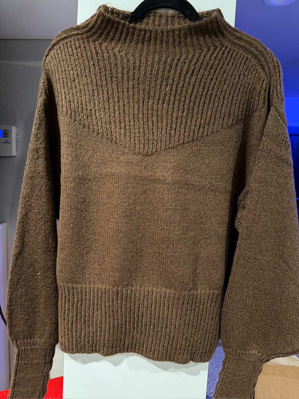 Zenana Balloon Sleeve Mock Neck Sweater